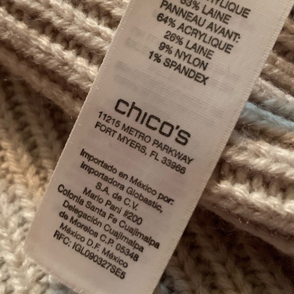 Chicos Women’s Size 3 Beige Wool Blend Knitted Open Front Sweater Cardigan. - Picture 10 of 10